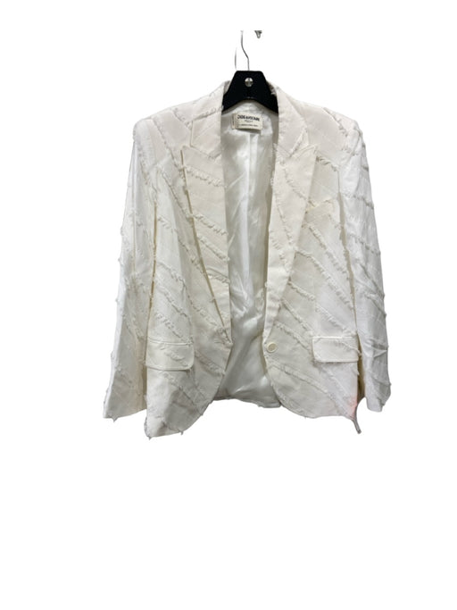 Zadig & Voltaire Size 36 White Viscose Blend Blazer Fringe Detail Jacket White / 36