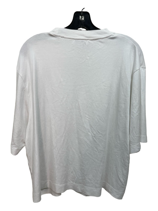 Vince Size XL White Pima Cotton Mock Neck Half Sleeve Top White / XL