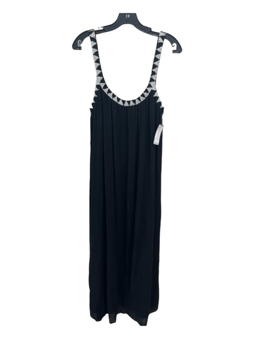 Zara Size M Black & White Cotton Blend Beaded Neckline Sleeveless Gauze Dress Black & White / M