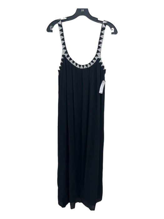 Zara Size M Black & White Cotton Blend Beaded Neckline Sleeveless Gauze Dress Black & White / M