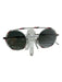 Christian Dior White Red & Blue Metal Aviator Round Striped Detail Sunglasses White Red & Blue