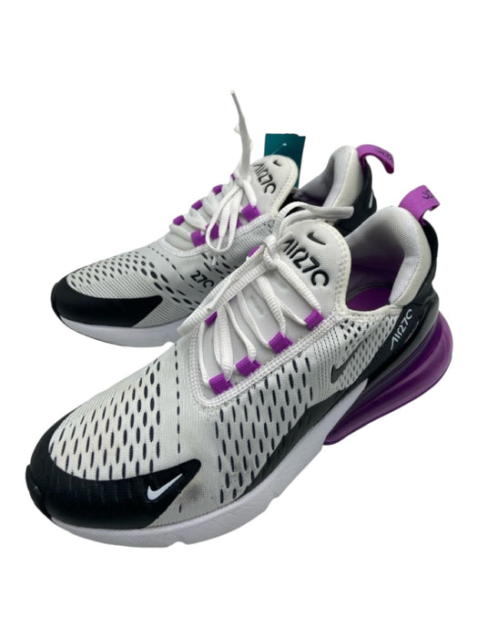 Nike Shoe Size 8.5 White Black & Purple Print Synthetic Perforated Sneakers White Black & Purple Print / 8.5