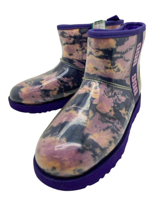 Ugg Shoe Size 9 Purple Print Silicone Tie Dye Ankle Boots Booties Purple Print / 9