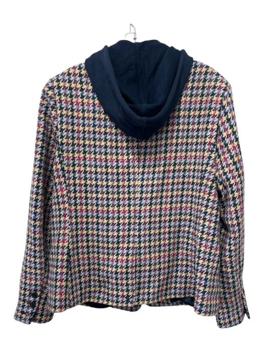 By Anthropologie Size L Navy Blue, Yellow, Pink Wool & Polyester Jacket Navy Blue, Yellow, Pink / L