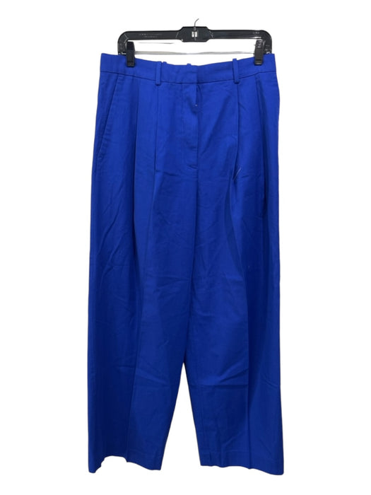 COS Size 10 Blue Cotton Pleated Trouser High Rise Straight Pants Blue / 10