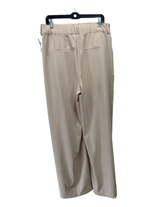 Alo Yoga Size L Beige Polyester Elastic Waist Seersucker Wide Leg Pants Beige / L