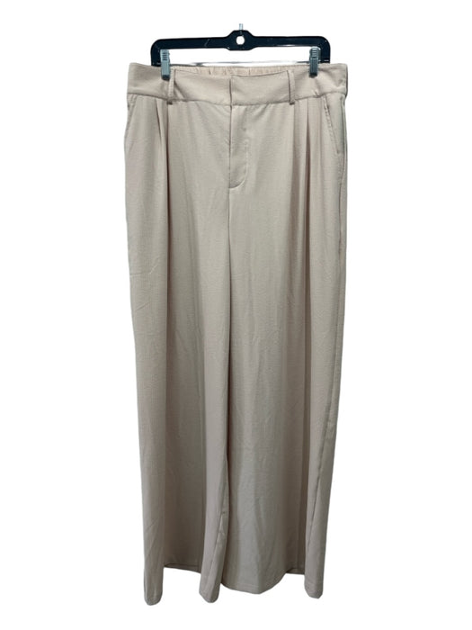 Alo Yoga Size L Beige Polyester Elastic Waist Seersucker Wide Leg Pants Beige / L