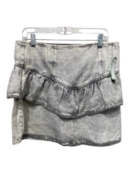 ALLSAINTS Size 10 Light Gray Print Cotton Denim Ruffle Side Zip Mini Skirt Light Gray Print / 10