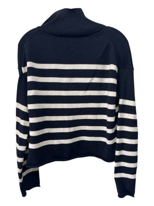 Mossimo Dutti Size L Navy Blue & White Cotton Horizontal Stripes Sweater Navy Blue & White / L