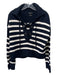 Mossimo Dutti Size L Navy Blue & White Cotton Horizontal Stripes Sweater Navy Blue & White / L