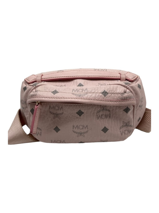 MCM Light Pink & Gray Leather Zip Fanny Pack Waist Bag Bag Light Pink & Gray / Small