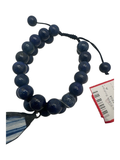 dark blue Lapis Lazuli Beads Pendant Tear Drop Adjustable Bracelet dark blue