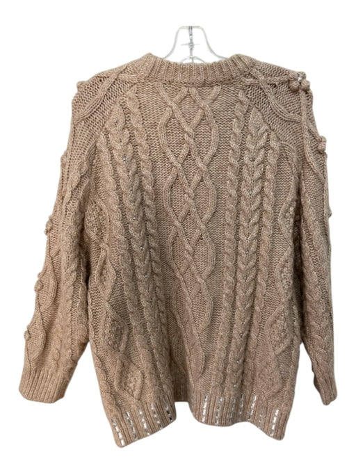 Zara Size L Beige & Silver Acrylic Chunky Crew Neck Mirrored Sweater Beige & Silver / L