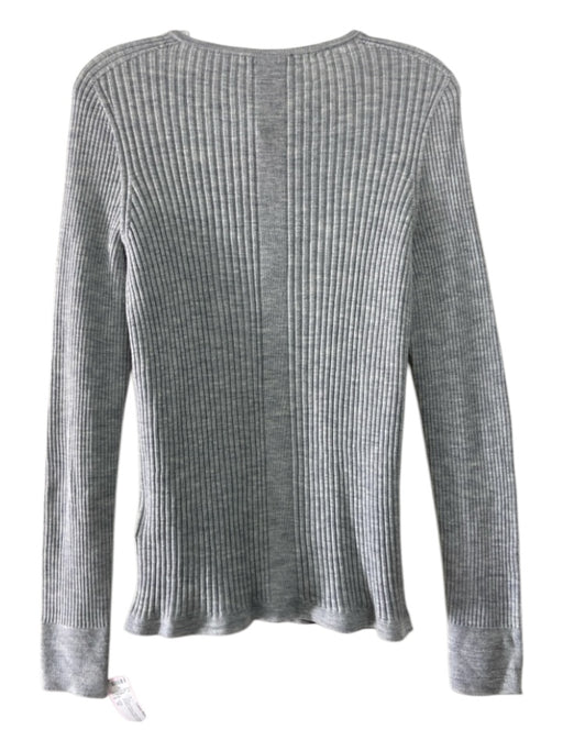 COS Size M Grayish Blue Wool Ribbed Knit Quarter Button Heathered Top Grayish Blue / M