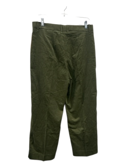 COS Size 10 Green Cotton Corduroy Barrell Leg High Rise Hook & Zip Pants Green / 10