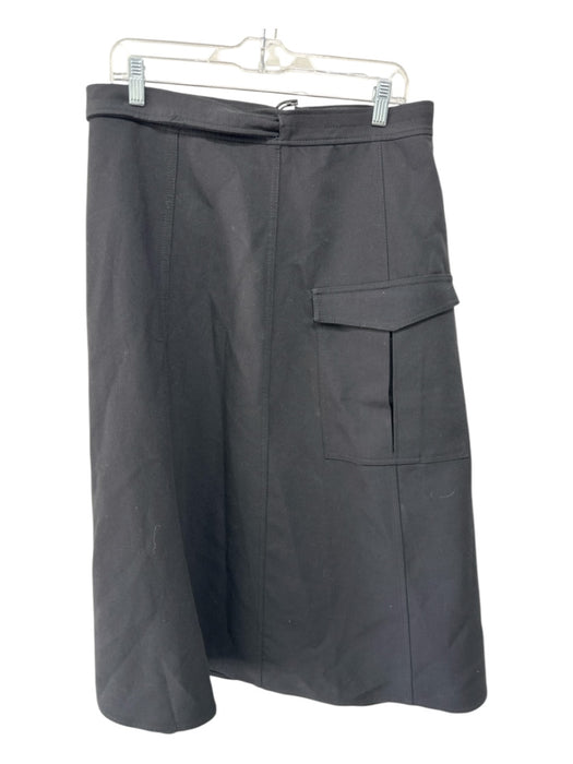 Zara Size L Black Polyester & Viscose Wrap Belt Cargo Pockets Midi Skirt Black / L