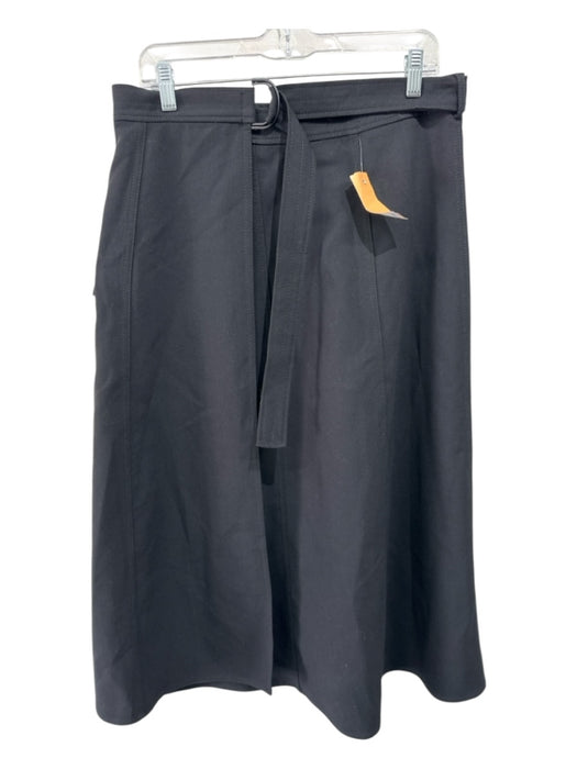 Zara Size L Black Polyester & Viscose Wrap Belt Cargo Pockets Midi Skirt Black / L