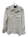 Zara Size L Cream White Silk Long Sleeve Buttons Breast Pockets Blouse Top Cream White / L