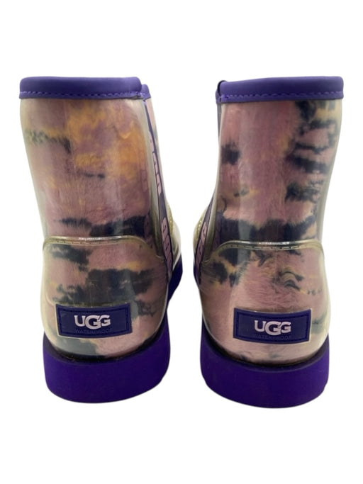 Ugg Shoe Size 9 Purple, Navy, Orange Rubber Shearling Abstract Slip On Booties Purple, Navy, Orange / 9