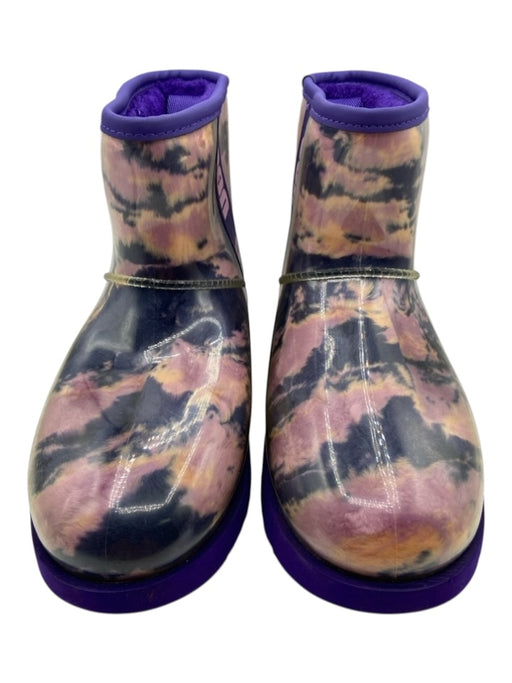 Ugg Shoe Size 9 Purple, Navy, Orange Rubber Shearling Abstract Slip On Booties Purple, Navy, Orange / 9