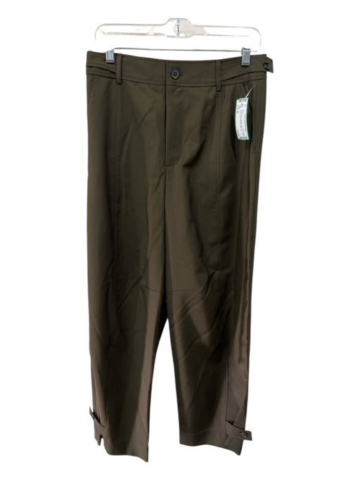 Zara Size M Olive Green Polyester High Rise Patch Pocket Ankle Buttons Pants Olive Green / M