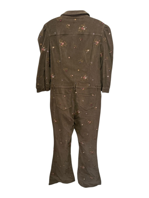 Driftwood Size L Army green & Multi Cotton Corduroy Long Sleeve Jumpsuit Army green & Multi / L