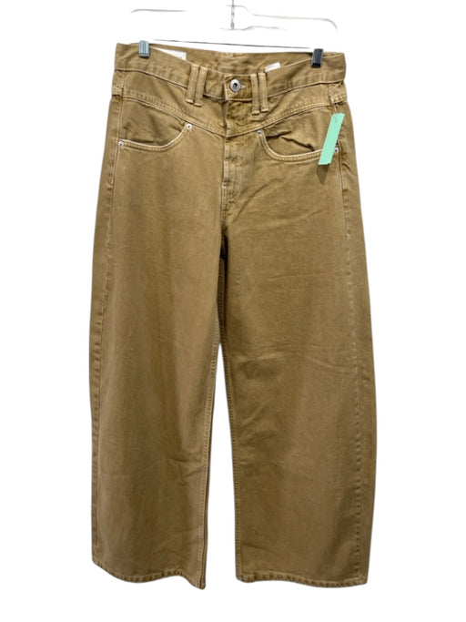 Zara Size 2 Khaki Tan Cotton High Rise Wide Leg Pockets Jeans Khaki Tan / 2