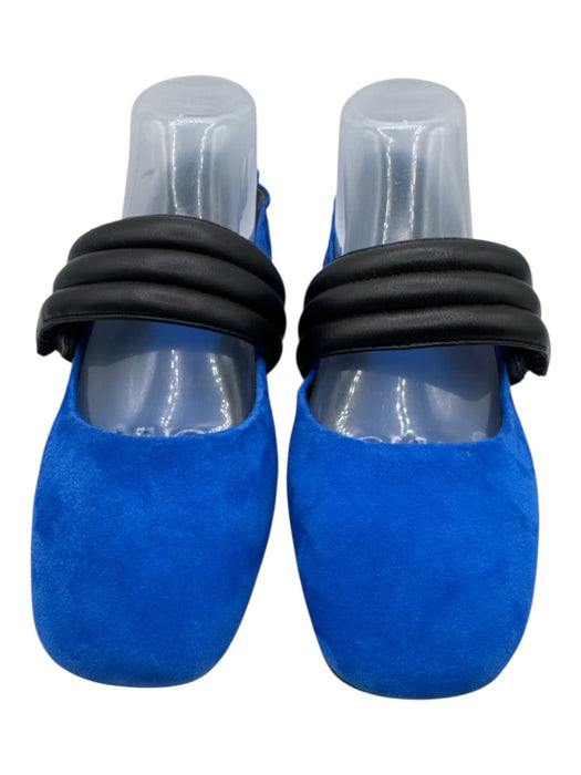 Tory Burch Shoe Size 8.5 Blue & Black Leather Upper Suede Square Toe Flats Blue & Black / 8.5
