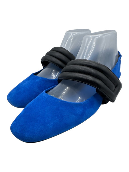 Tory Burch Shoe Size 8.5 Blue & Black Leather Upper Suede Square Toe Flats Blue & Black / 8.5