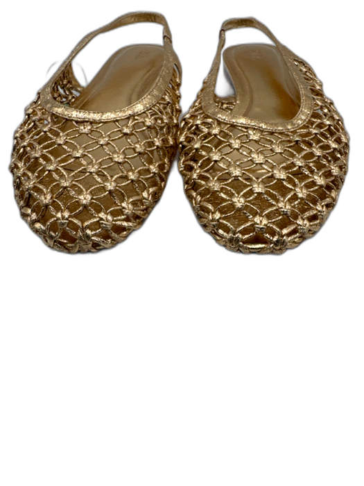 Zara Shoe Size 39 Gold Round Toe Woven Slingback Flats Gold / 39