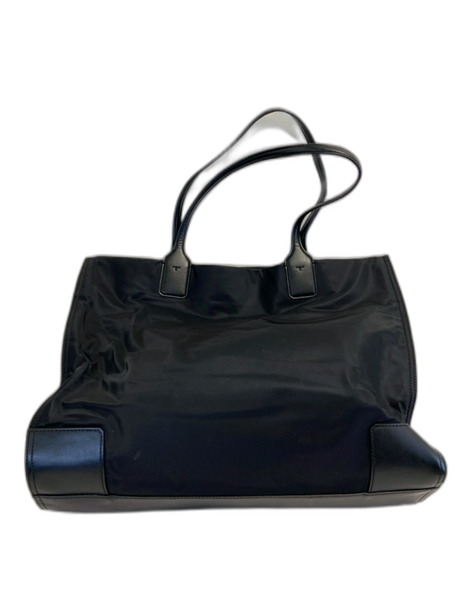 Tory Burch Black Nylon Logo Stud Detail Gold Tone Accent Tote Bag Black