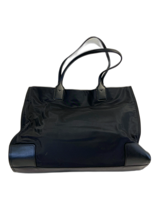 Tory Burch Black Nylon Logo Stud Detail Gold Tone Accent Tote Bag Black