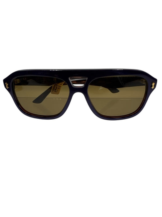 Gucci Purple Acetate Tinted Lens Flat Top Gold Tone Details Aviator Sunglasses Purple