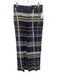 Zara Size S navy blue, orange, multi Viscose Zip Fly High Rise Plaid Pants navy blue, orange, multi / S