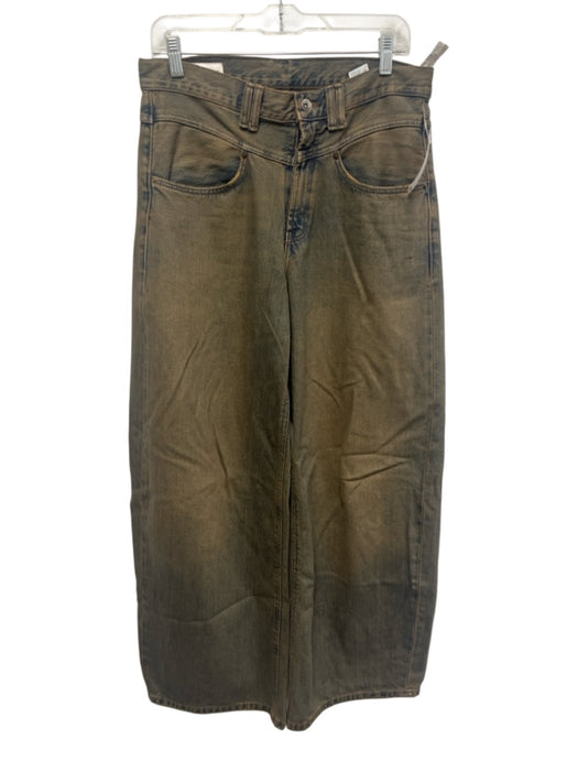Zara Size 4 Brown Wash Cotton Denim Zip Fly High Rise Barrel Leg Jeans Brown Wash / 4