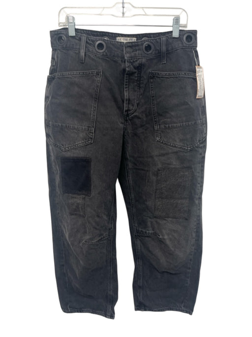 We The Free Size 26 Gray Wash Cotton Denim Patches Barrel Leg High Rise Jeans Gray Wash / 26