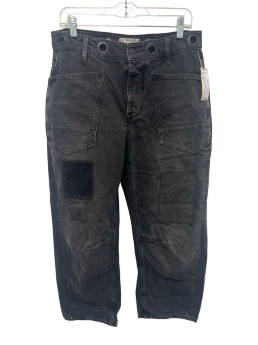 We The Free Size 26 Gray Wash Cotton Denim Patches Barrel Leg High Rise Jeans Gray Wash / 26