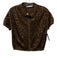 Zara Size S Brown Viscose Blend Sequined Short Sleeve Button Front Collared Top Brown / S