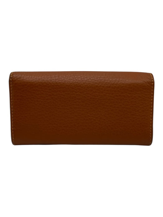 Chloe Cognac Brown Leather Flap Snap Button Accordion Continental Wallets Cognac Brown