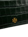 Tory Burch Dark Green & Blue Leather Croc Embossed Snap Button Close Wallets Dark Green & Blue