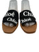 Chloe Shoe Size 39 Black, White & Brown textile upper Logo Slide Mule Sandals Black, White & Brown / 39