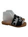 Chloe Shoe Size 39 Black, White & Brown textile upper Logo Slide Mule Sandals Black, White & Brown / 39