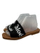 Chloe Shoe Size 39 Black, White & Brown textile upper Logo Slide Mule Sandals Black, White & Brown / 39