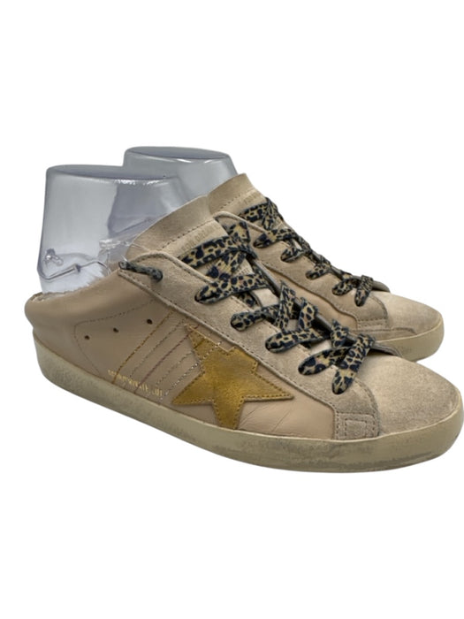 Golden Goose Shoe Size 38 Cream Beige Leather Upper Metallic Detail Sneakers Cream Beige / 38
