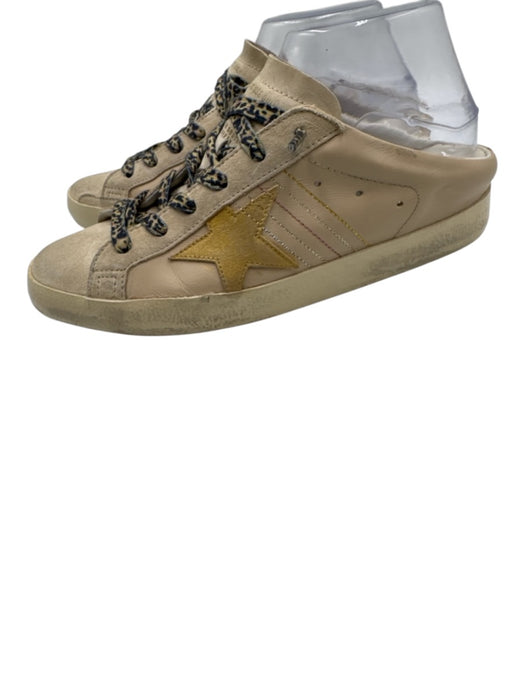 Golden Goose Shoe Size 38 Cream Beige Leather Upper Metallic Detail Sneakers Cream Beige / 38