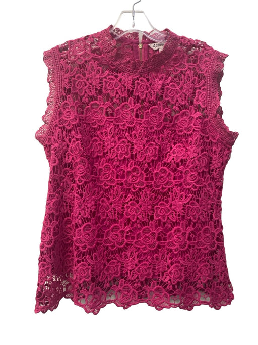 Nanette Lepore Size Large Hot pink Polyester Sleeveless Crochet Overlay Top Hot pink / Large