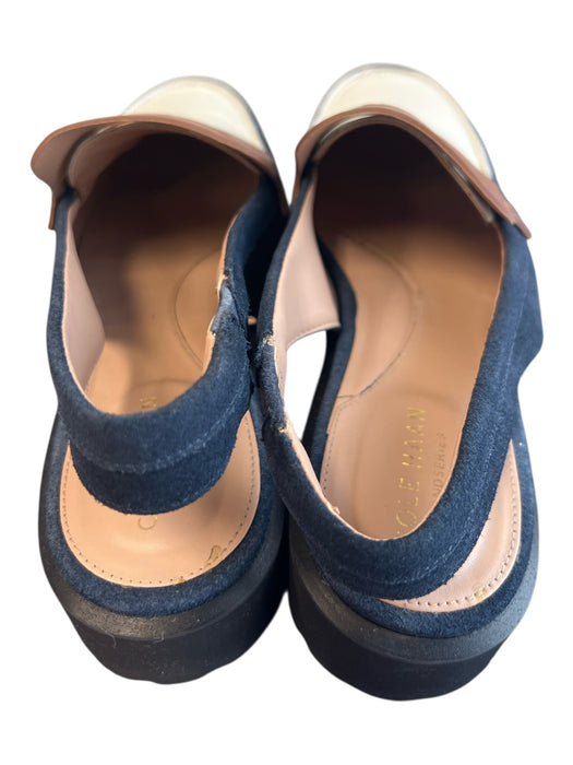 Cole Haan Shoe Size 8.5 Navy & Brown Leather Suede Slingbacks Almond Toe Shoes Navy & Brown / 8.5