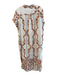 Saks Fifth Ave Size XL White & Multi Linen Short Sleeve Floral Print Dress White & Multi / XL