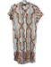 Saks Fifth Ave Size XL White & Multi Linen Short Sleeve Floral Print Dress White & Multi / XL