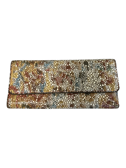 Hobo Brown & Multi Leather envelope flap Abstract Print Magnetic Close Wallets Brown & Multi